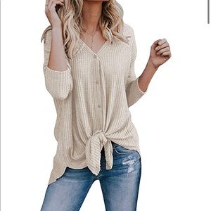 Button down tie long sleeve shirt NEW without tags